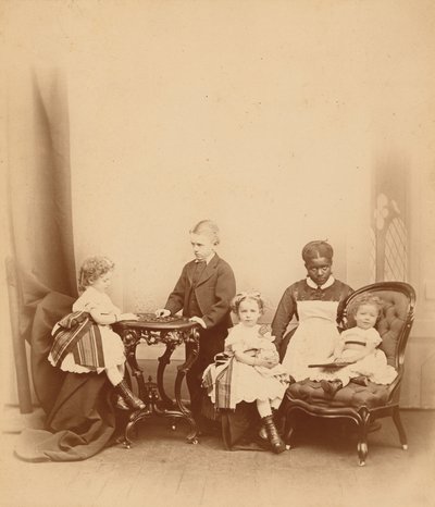 Portrait of a Woman and Four Children by American Photographer