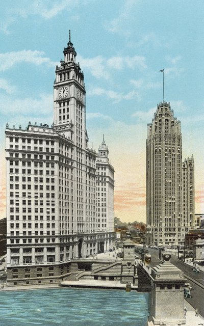 Wrigley Building and Tribune Tower by American Photographer