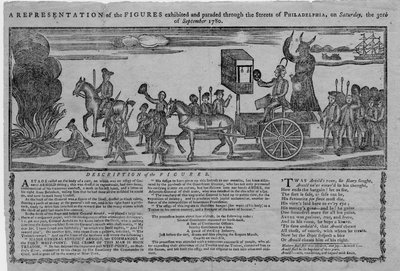 A representation of the figures exhibited and paraded through the streets of Philadelphia on Saturday, the 30th of September 1780 by American School
