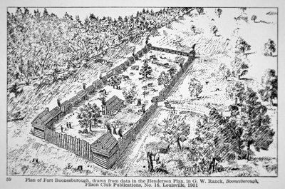 A view of Fort Boonesborough in Kentucky by American School