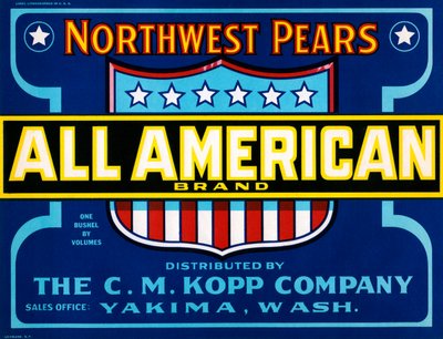 All American Brand Fruit Crate Label by American School