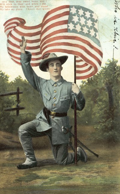 American Soldier Holding the Stars and Stripes by American School