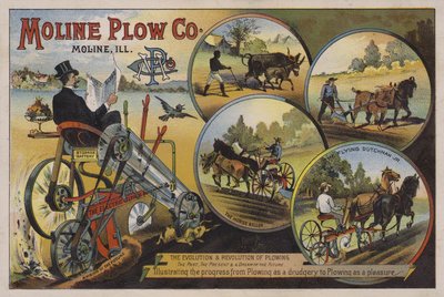 American Trade Card Advertising the Moline Plow Company, Illinois by American School