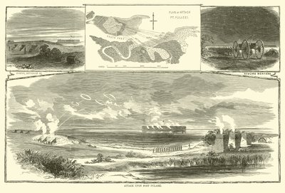 Attack upon Fort Pulaski, April 1863 by American School