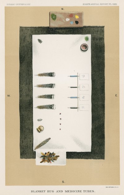 Blanket Rug and Medicine Tubes by American School