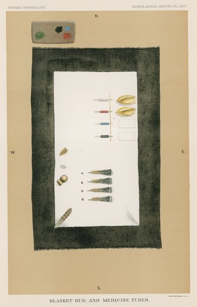 Blanket Rug and Medicine Tubes by American School