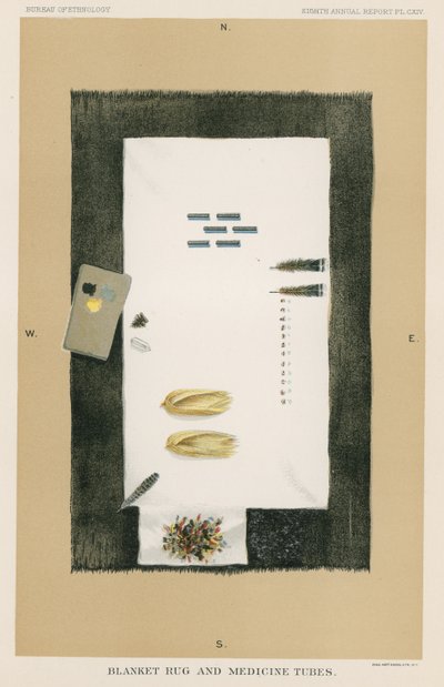 Blanket Rug and Medicine Tubes by American School