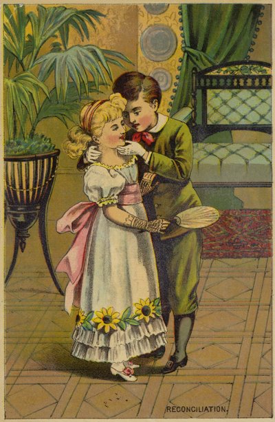 Boy and Girl Kissing in Reconciliation by American School