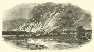 Burning the bridge over the Susquehanna, Columbia, Pennsylvania, June 1863 by American School