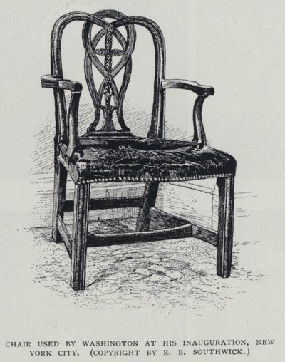Chair used by George Washington at his inauguration, New York City by American School