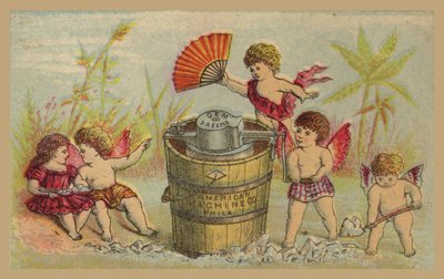 Cherubs Making Ice Cream in Gem Freezer by American School