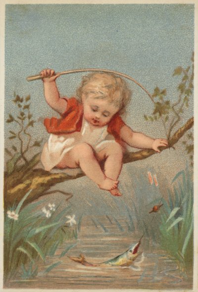 Child Fishing in a Stream by American School