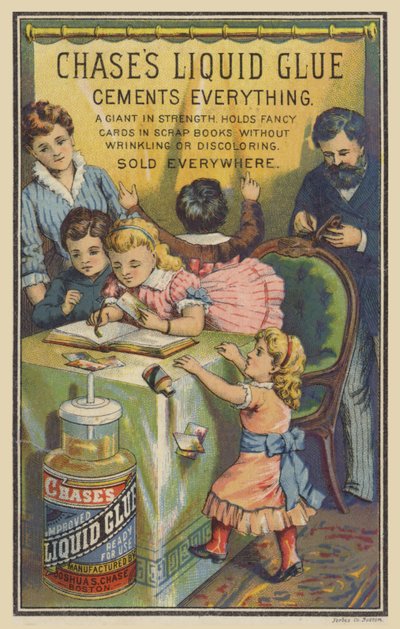 Children Sticking Cards into Scrapbook by American School