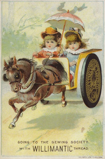 Children Traveling Fast in Horse and Cart by American School