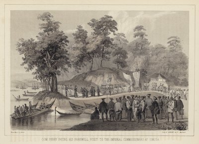 Commodore Perry paying his farewell visit to the Imperial Commissioners at Simoda, Japan by American School