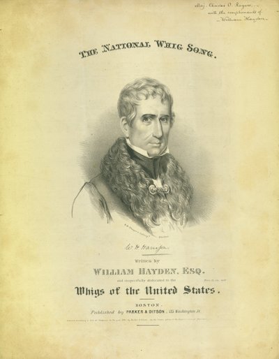 Cover of Sheet The National Whig Song, by William Hayden, Published by Parker & Diston, Boston by American School