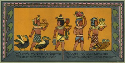Egyptian themed Christmas card by American School