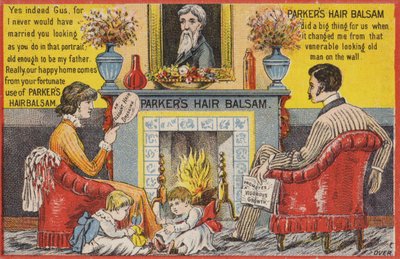 Family Sitting Around the Fireplace by American School