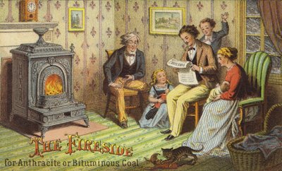 Family Gathering Around the Fireside by American School