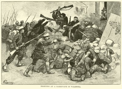 Fighting at a barricade in Valencia by American School