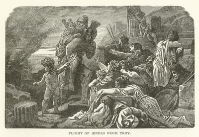 Flight of Aeneas from Troy by American School