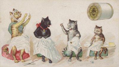 Four Busy Cats Sewing by American School