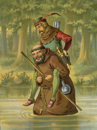 Friar Tuck Carries Robin Hood Over the Water by American School
