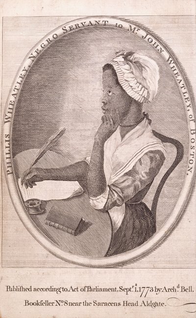 Frontispiece Portrait of the Author, Phillis Wheatley, from the Book 