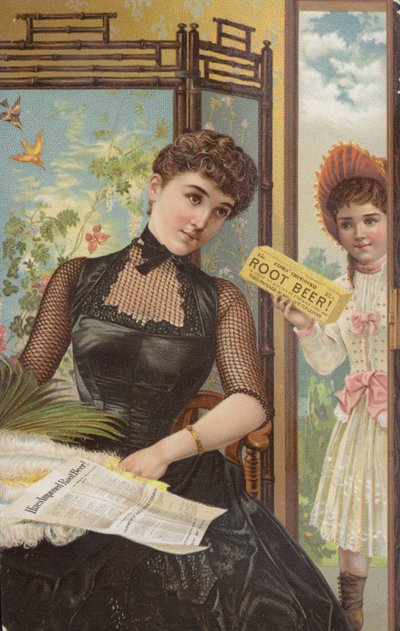 Girl Holding Root Beer Box by American School