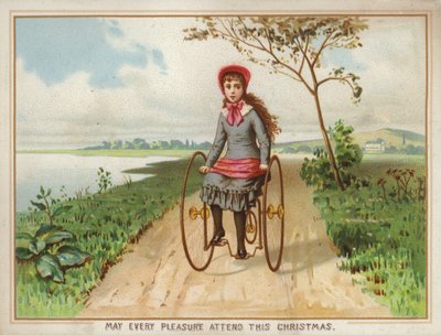 Girl Riding a Tricycle in the Country by American School