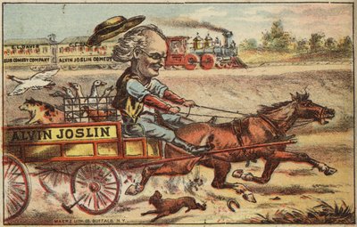 Horse and Cart Chasing Train by American School