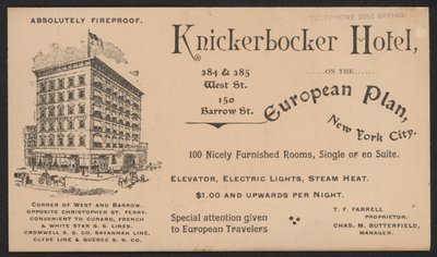 Hotel Trade Card by American School
