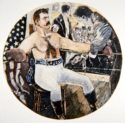John L. Sullivan during his fight with James J. Corbett at New Orleans by American School