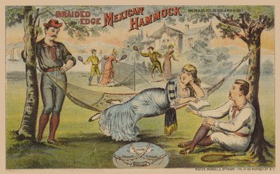 Lady Swinging on a Hammock by American School