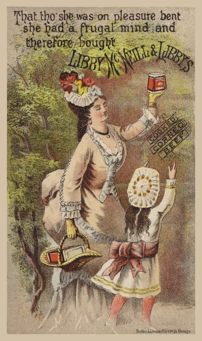 Lady and Girl Advertising Corned Beef by American School