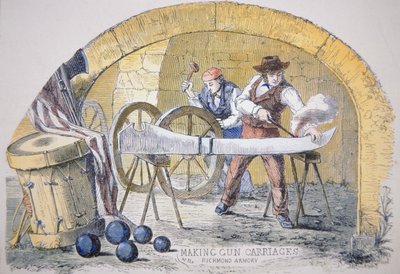 Making Confederate gun carriages at the Tredegar Iron Works at Richmond, Virginia by American School