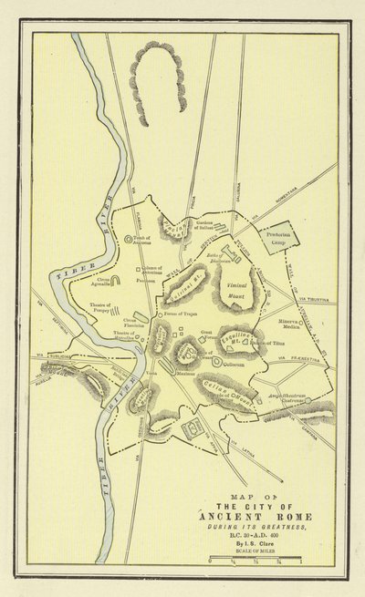 Map of the City of Ancient Rome During Its Greatness, BC 30-AD 400 by American School