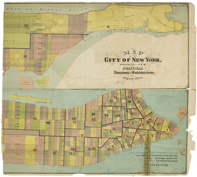 Map of the city of New York, showing its political divisions and subdivisions by American School