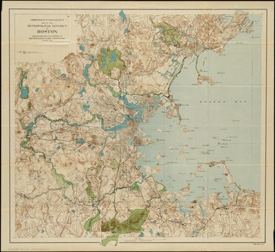 Map of the Metropolitan District of Boston, Massachusetts: Showing Local Public Reservations and Holdings of the Metropolitan Park Commission, 1901 by American School