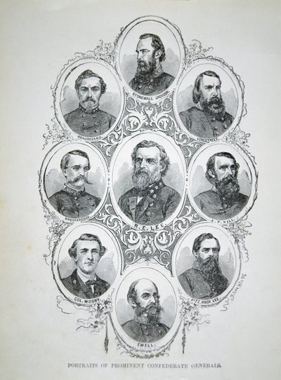 Nine Portraits of Prominent Generals of Confederate Army by American School