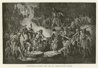 Pocahontas saving the life of Captain John Smith by American School