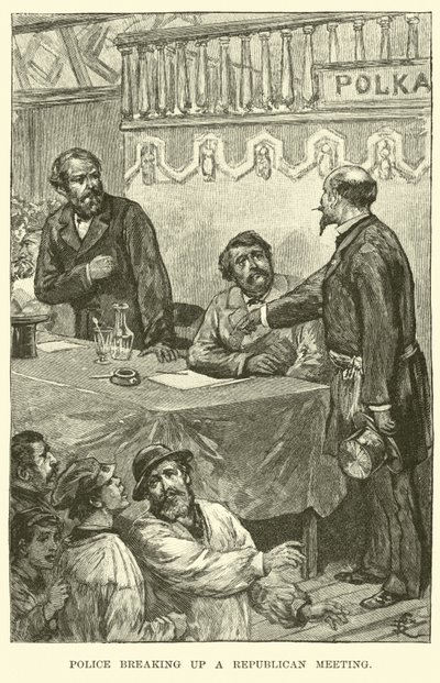 Police breaking up a Republican meeting by American School