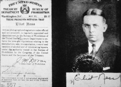 Prohibition Agent ID Card of Eliot Ness (1903-57) dated 20th May by American School