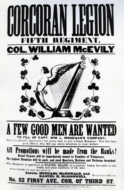 Recruitment poster for the Corcoran Legion, 1862 by American School