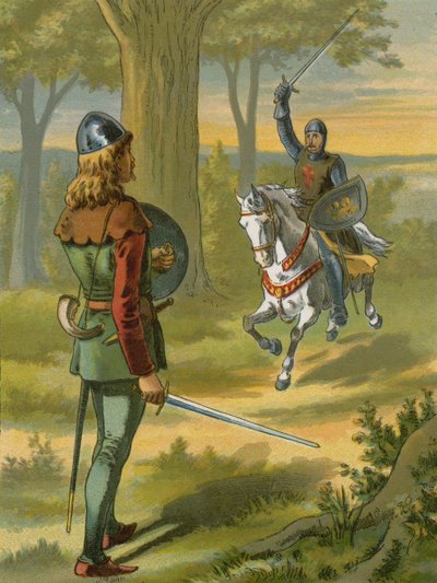 Robin Hood Stops the Knight in Black Armour by American School