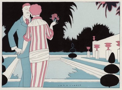 Romantic Couple Holding Hands by the Pool, a Scene from the Short Story 