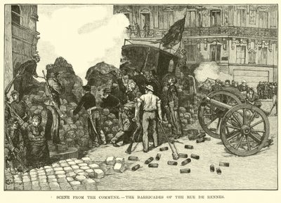 Scene from the Commune, the barricades of the Rue de Rennes by American School