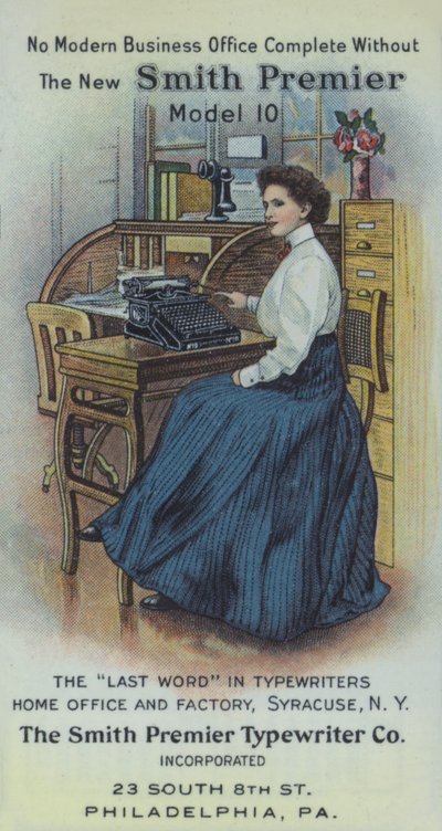 Secretary in Office, with the New Smith Premier Typewriter by American School