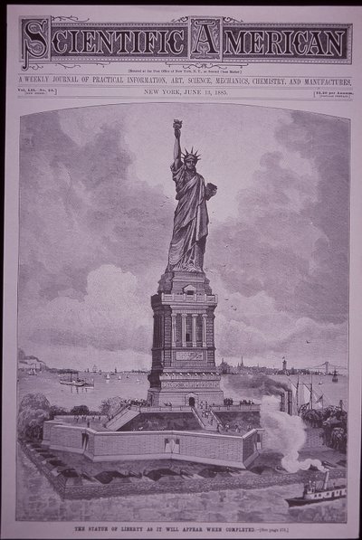 Statue of Liberty ‘As It Will Appear When Completed’ on Cover of Scientific American by American School
