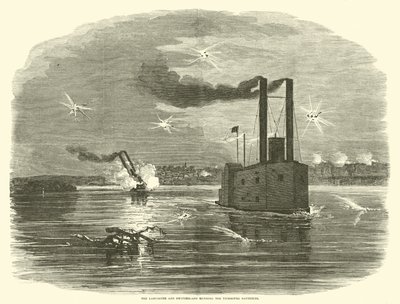 The Lancaster and Switzerland running the Vicksburg Batteries, March 1863 by American School